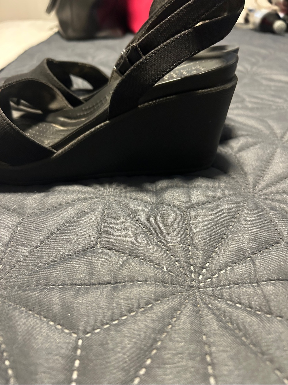 CROCS Black Crisscross Strap Heels with Ankle Tie - Picture 2 of 9